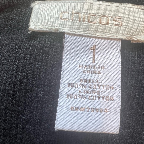Chico’s Women’s Black/white Sweater 3/4 Sleeve Size Medium 8 - Picture 4 of 4